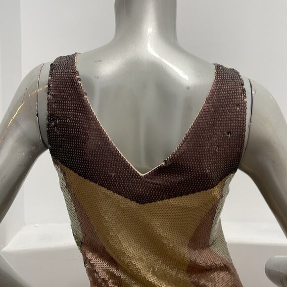 Sheri Bodell Sequined Gold Brown Cocktail Mini Dress Size S BNWT - Picture 7 of 15